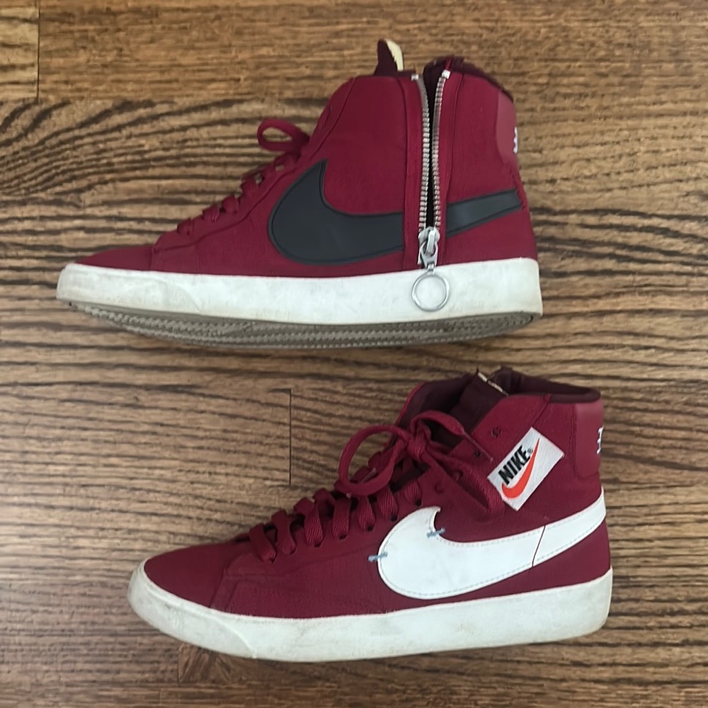 Nike Burgundy Vintage Rebel Blazers High-Tops with White and Black Accents
